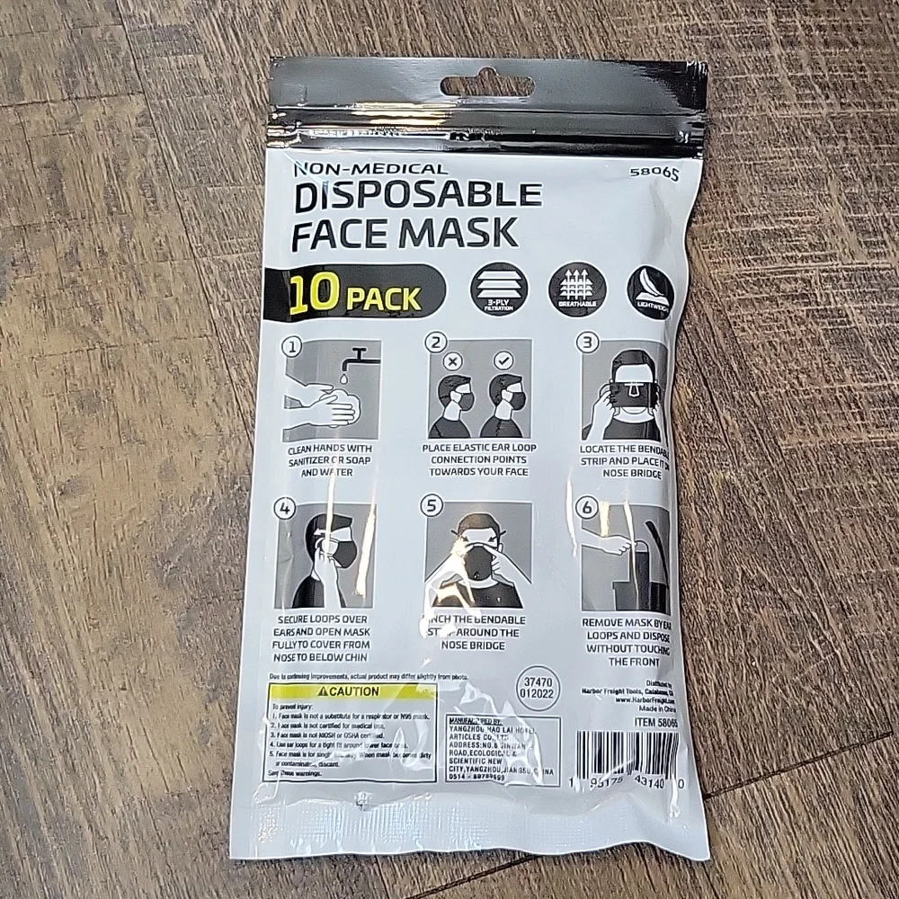 10PK Non- Medical Black Face Masks
